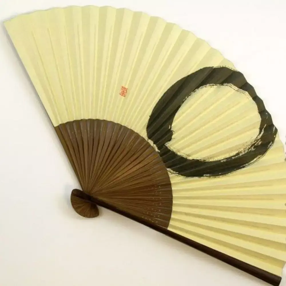 Yamani Enso Zen Circle Sensu Handheld Folding Fan 22.5cm - Image 3