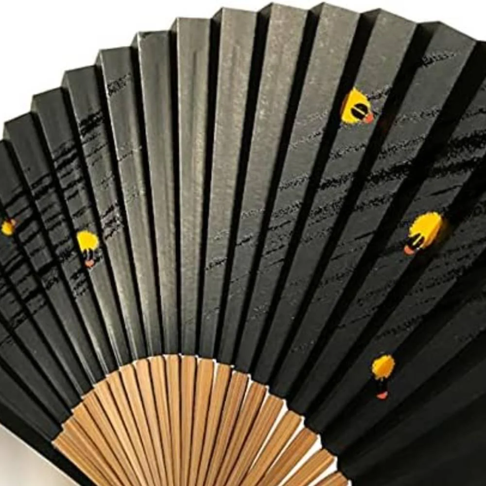 Yamani Firefly Design Black Sensu Handheld Folding Fan 22.5cm - Image 2