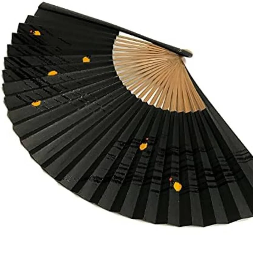 Yamani Firefly Design Black Sensu Handheld Folding Fan 22.5cm - Image 3