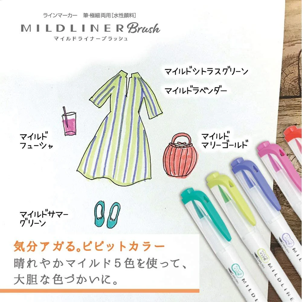 Zebra Mildliner Highlighter Markers Bright Colors WFT8-5C-HC-N - Image 3